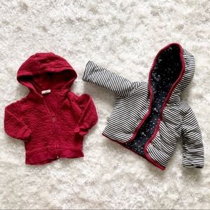 2 Burt’s Bees baby jackets, size 3-6 months
